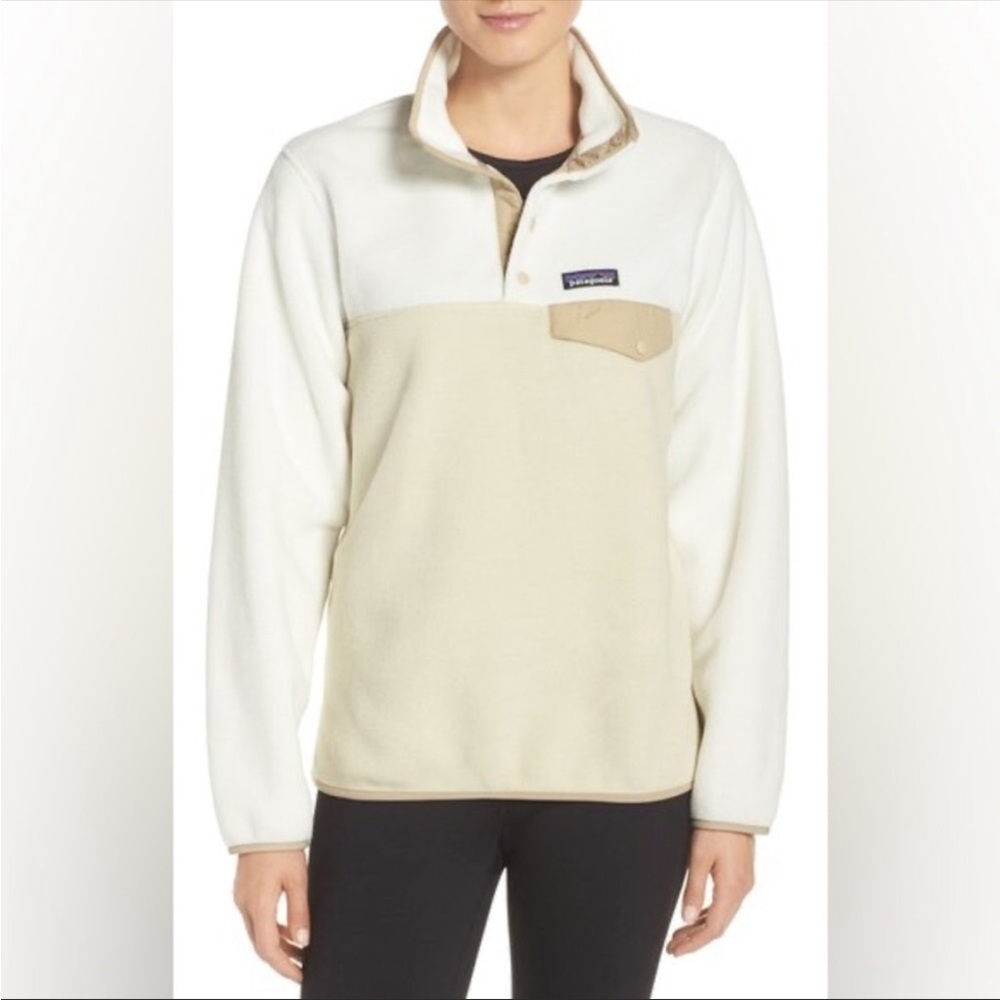 Patagonia Synchilla fleece in white/cream, size M